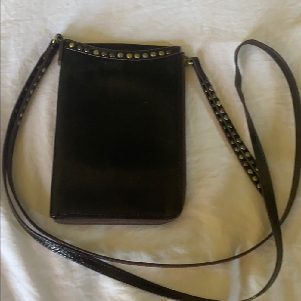 COPY - Brown leather phone/holder crossbody wallet